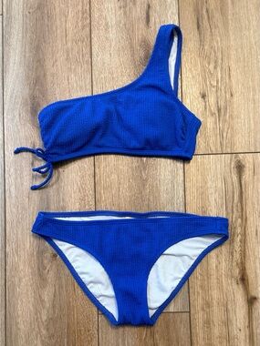 Royal Blue One-Shoulder Bikini Set